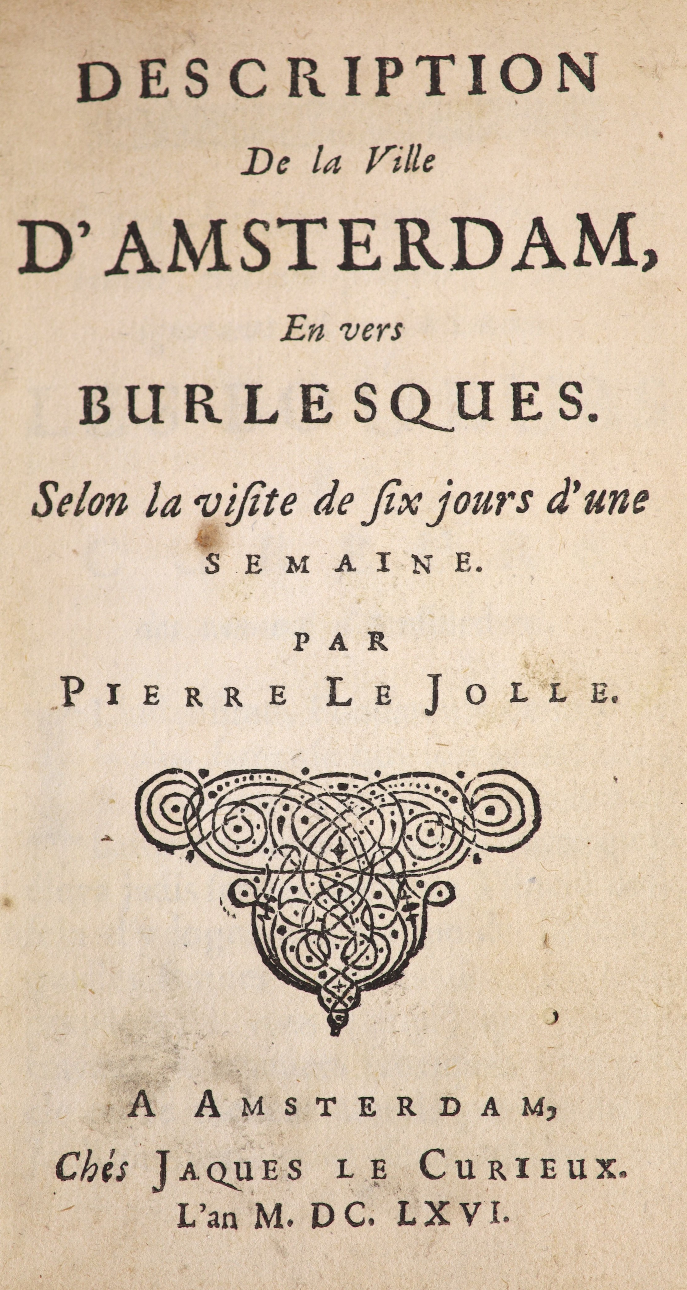 Le Jolle, Pierre. Description de la Ville d'Amsterdam en vers Burlesques ...